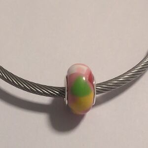 Silver Colorful Pink Green Blue White Artistic Charm for Pandora Style Bracelet